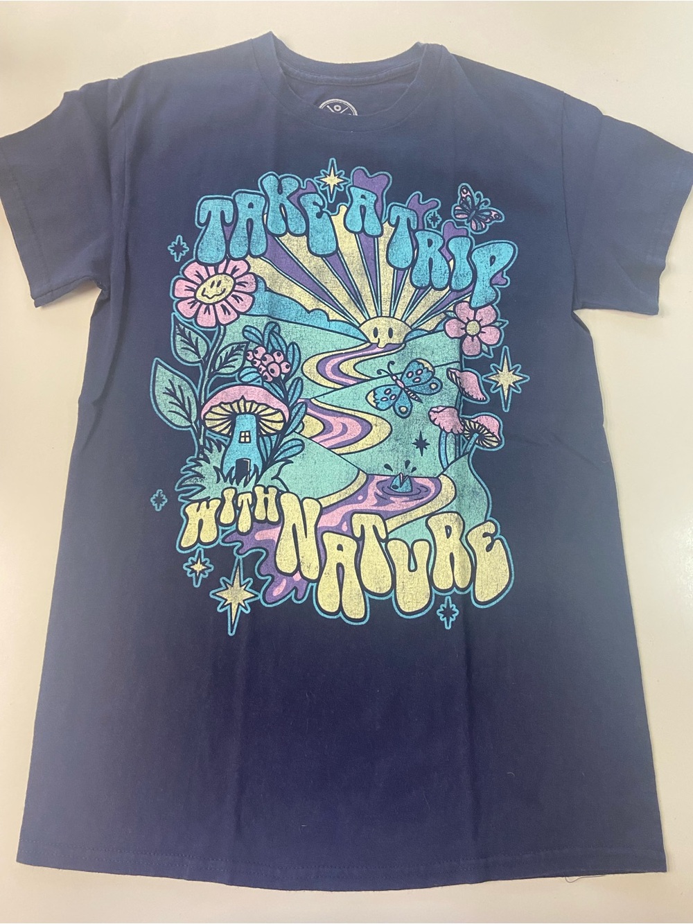 DOM Take A Trip in Nature Navy Colorful Cotton T-Shirt great condition size S